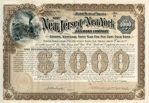 New Jersey and New York Railroad Co. - Bond (Uncanceled)